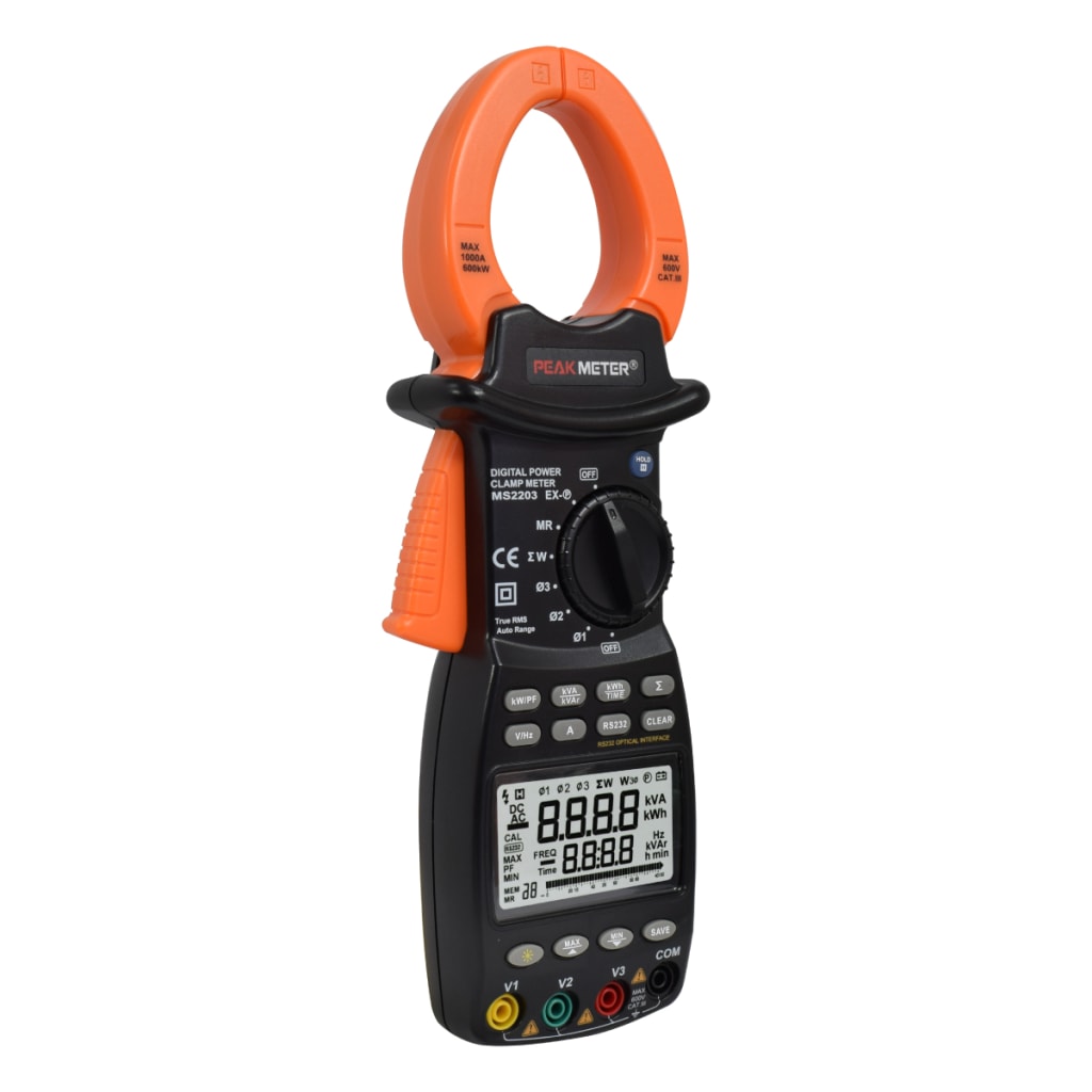 PINZA MEDIDORA DE POTENCIA Y ENERGIA, 3F-4H, COMUNICACIÓN RS232. INCLUYE SOFTWARE.
