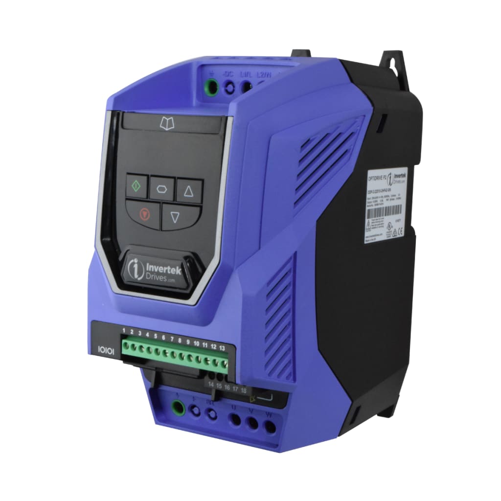 62 VARIADOR P2, TRIFASICO 220VAC, 1HP, 200-240VAC, 4.3A, TRIFASICO, IP20, TRANSISTOR FRENO, CON FILTRO