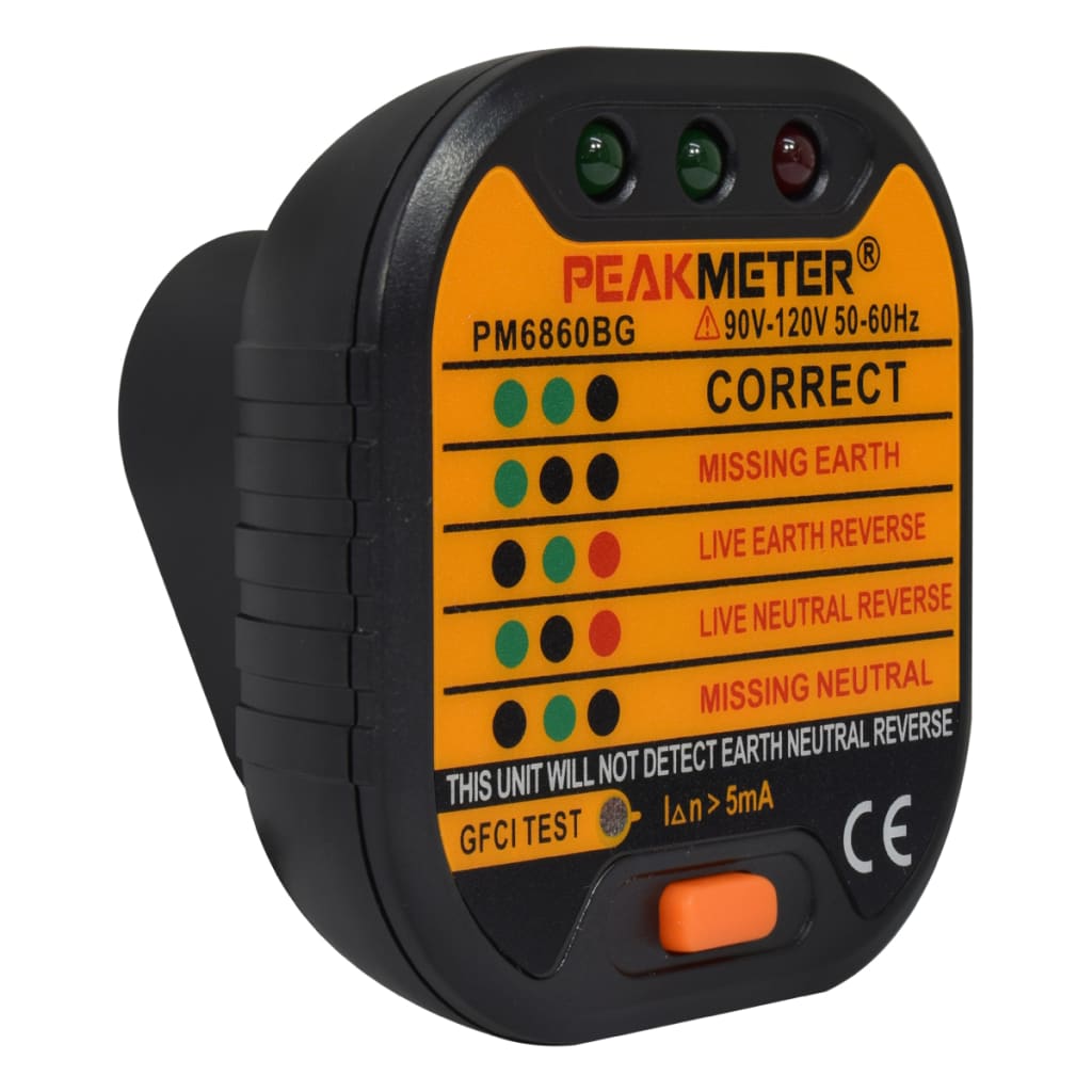 COMPROBADOR DE ENCHUFES 90-120V 50/60Hz GFCI TEST