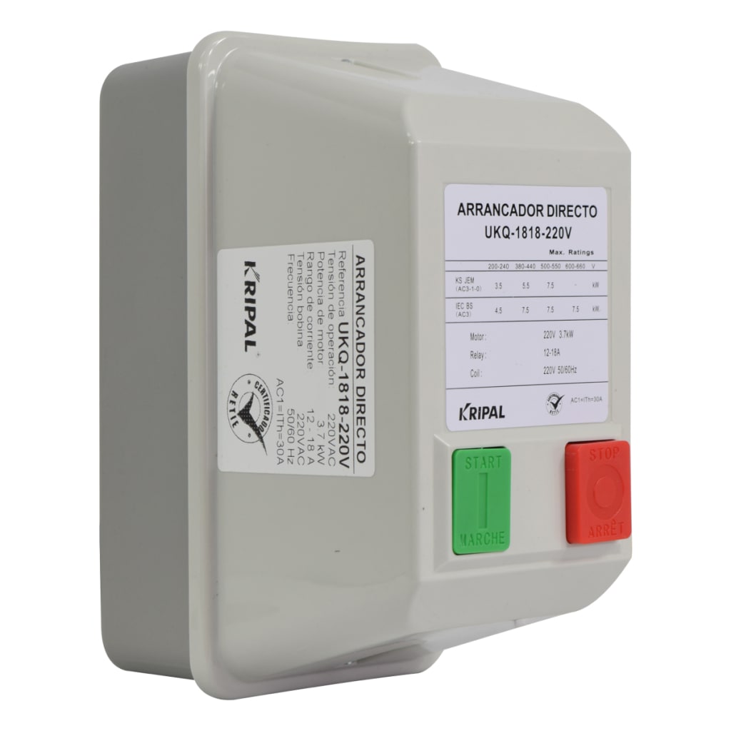 ARRANCADOR DIRECTO 12 - 18A 220V BASE METALICA/CUB PLASTICA IP65