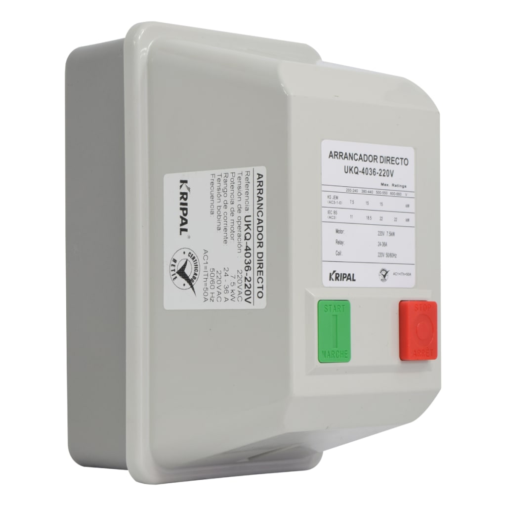 ARRANCADOR DIRECTO 24 - 36A 220V BASE METALICA/CUB PLASTICA IP65
