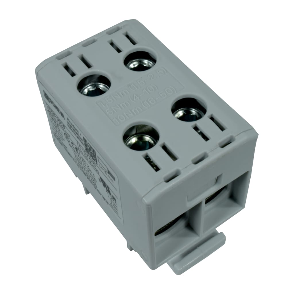 CONECTOR SERIE OTL COBRE / ALUMINIO, AISLADO, 2 CONEXIONES AL/CU 1,5 A 50MM2 COLOR GRIS, UN  1000V AC/DC, IN 320A(CU)/290A(AL) APROBACION UL