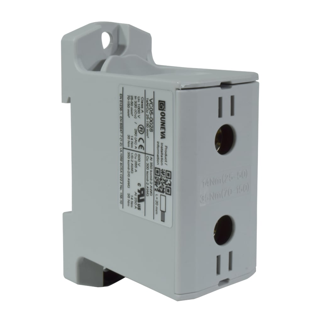 CONECTOR SERIE OTL COBRE / ALUMINIO, AISLADO, 1 CONEXIÓN AL/CU 25 A 150MM2 COLOR GRIS, UN  1000V AC/DC, IN 320A(CU)/290A(AL) APROBACION UL
