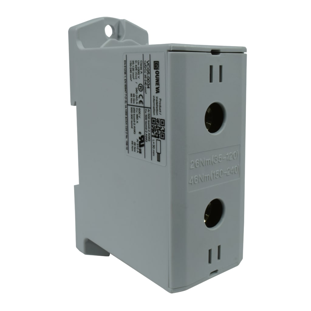 CONECTOR SERIE OTL COBRE / ALUMINIO, AISLADO, 1 CONEXIÓN AL/CU 35 A 240MM2 COLOR GRIS, UN  1000V AC/DC, IN 425A(CU)/380A(AL) APROBACION UL