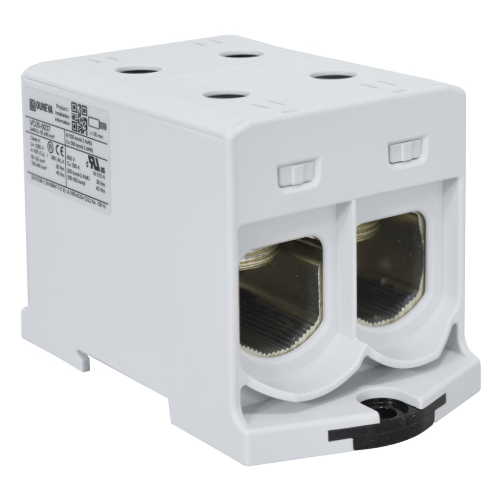 CONECTOR SERIE OTL COBRE / ALUMINIO, AISLADO, 2 CONEXIONES AL/CU 35 A 240MM2 COLOR GRIS, UN  1000V AC/DC, IN 425A(CU)/380A(AL)