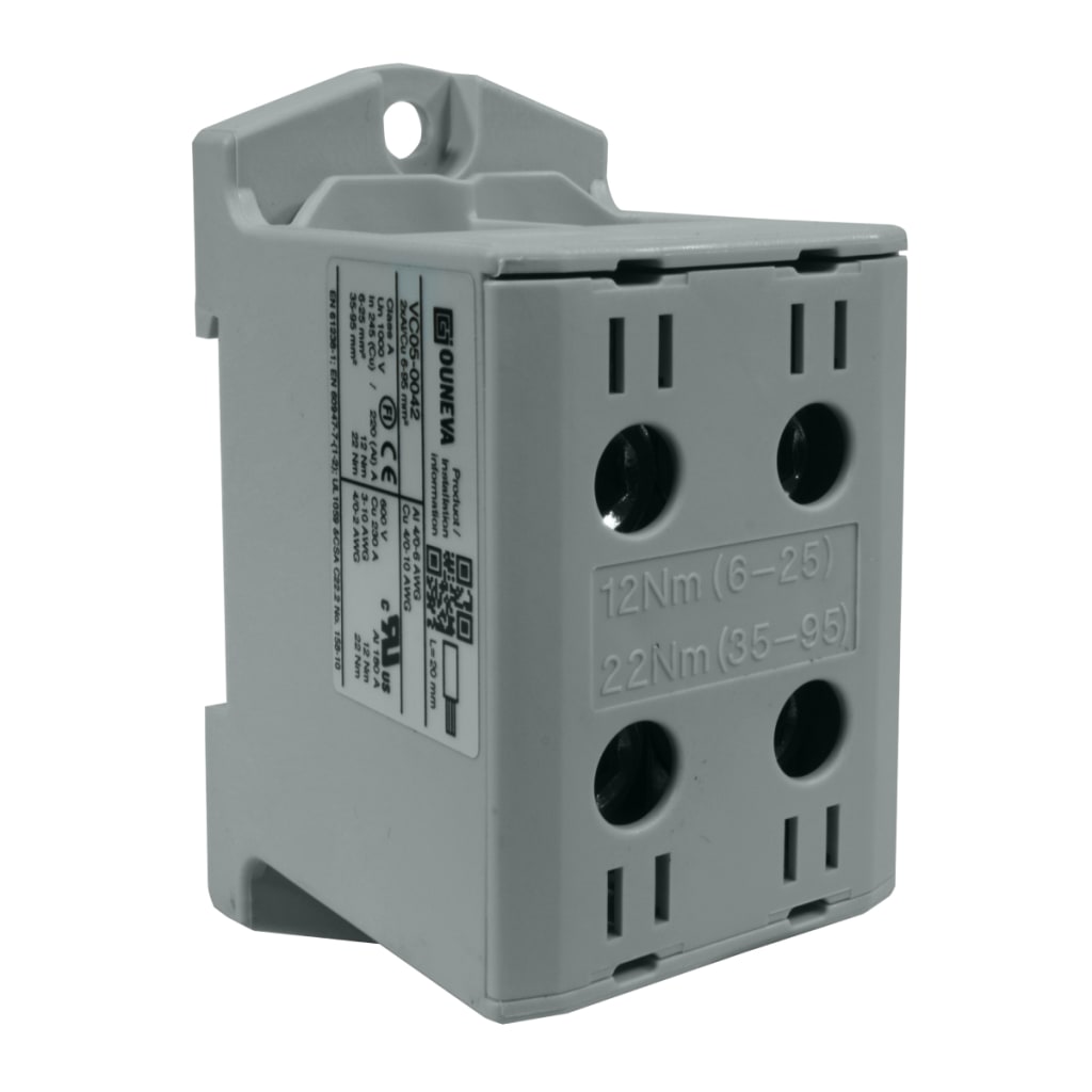 CONECTOR SERIE OTL COBRE / ALUMINIO, AISLADO, 2 CONEXIONES AL/CU 6 A 95MM2 COLOR GRIS, UN  1000V AC/DC, IN 245A(CU)/220A(AL) APROBACION UL