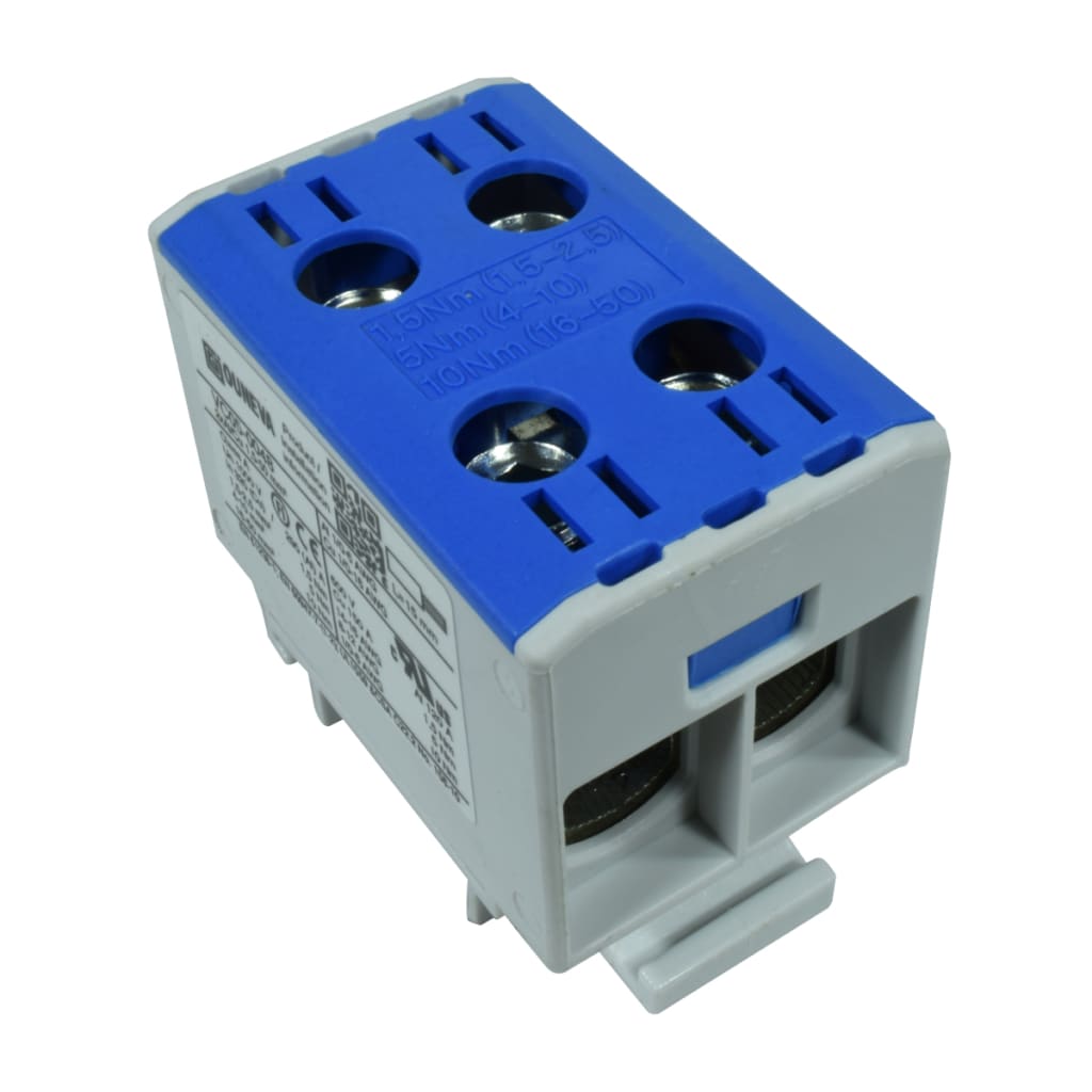 CONECTOR SERIE OTL COBRE / ALUMINIO, AISLADO, 2 CONEXIONES AL/CU 1,5 A 50MM2 COLOR AZUL, UN  1000V AC/DC, IN 320A(CU)/290A(AL) APROBACION UL