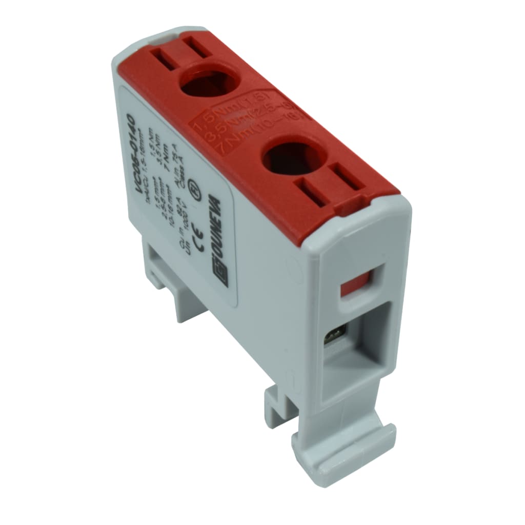 CONECTOR SERIE OTL COBRE / ALUMINIO, AISLADO, 1 CONEXIÓN AL/CU 1,5 A 16MM2 COLOR ROJO, UN  1000V AC/DC, IN 82A(CU)/75A(AL)