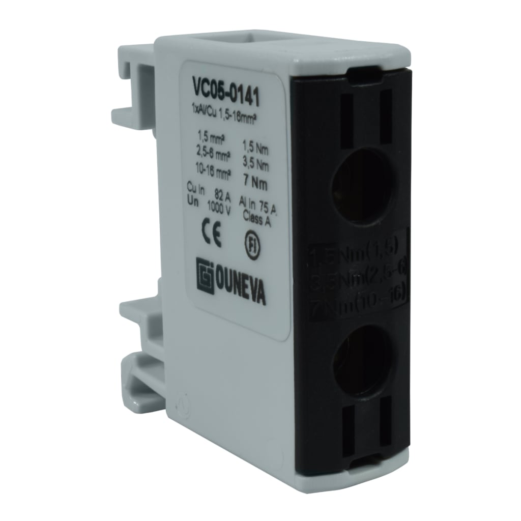 CONECTOR SERIE OTL COBRE / ALUMINIO, AISLADO, 1 CONEXIÓN AL/CU 1,5 A 16MM2 COLOR NEGRO, UN  1000V AC/DC, IN 82A(CU)/75A(AL)
