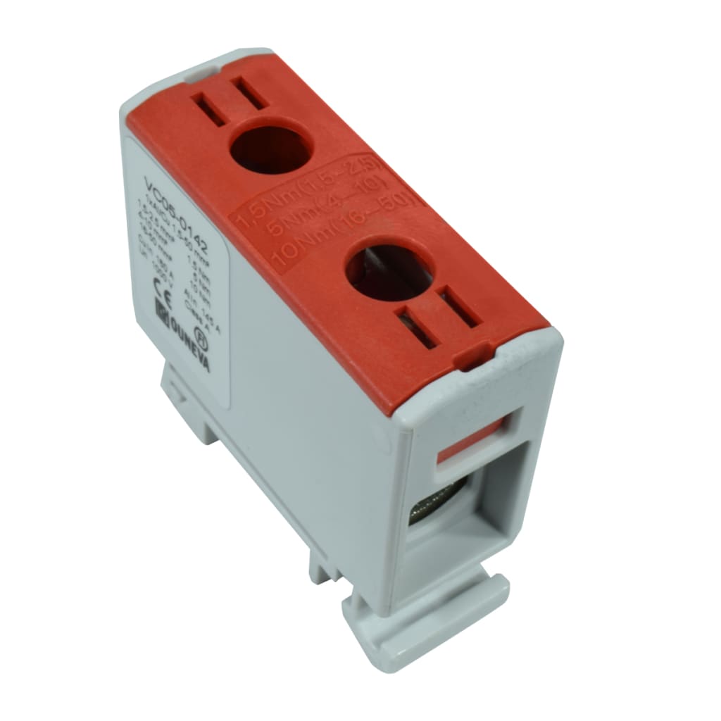 CONECTOR SERIE OTL COBRE / ALUMINIO, AISLADO, 1 CONEXIÓN AL/CU 1,5 A 50MM2 COLOR ROJO, UN  1000V AC/DC, IN 160A(CU)/145A(AL)