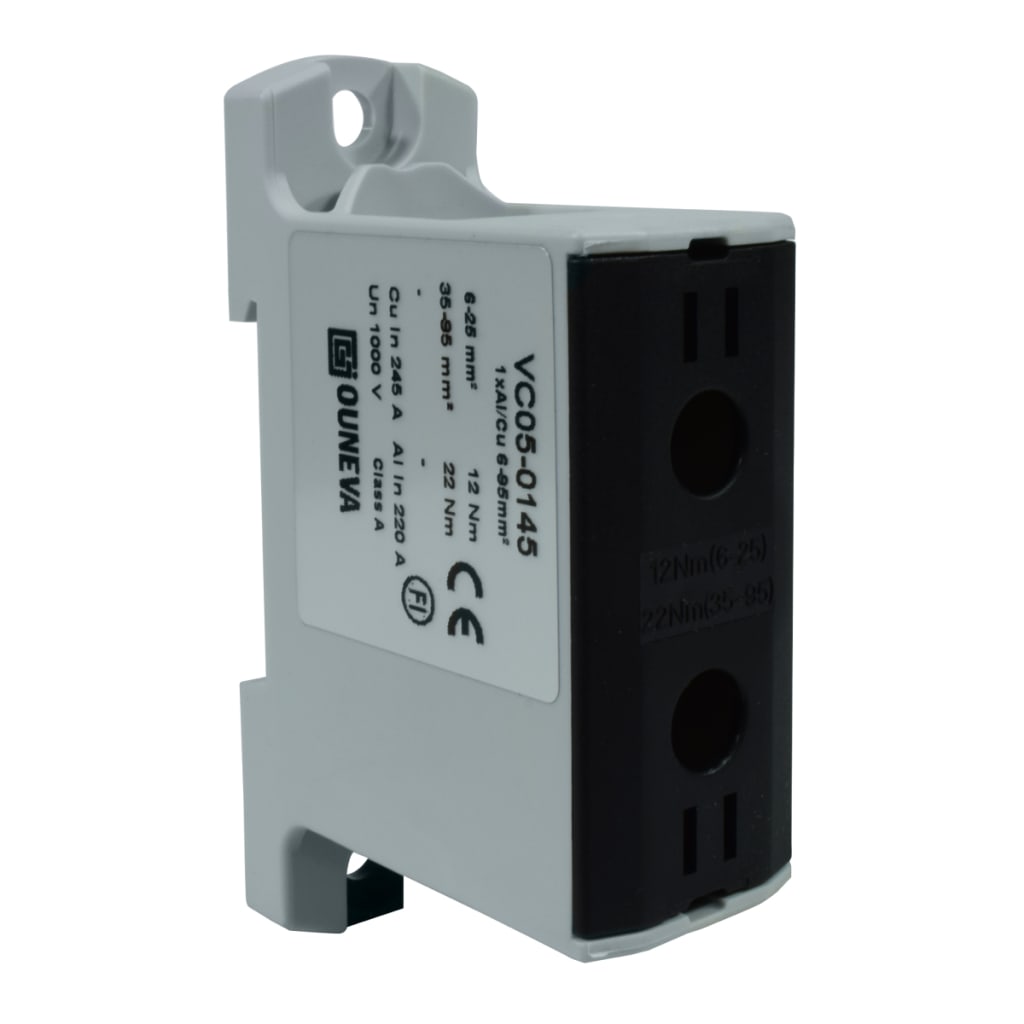 CONECTOR SERIE OTL COBRE / ALUMINIO, AISLADO, 1 CONEXIÓN AL/CU 6 A 95MM2 COLOR NEGRO, UN  1000V AC/DC, IN 245A(CU)/220A(AL)