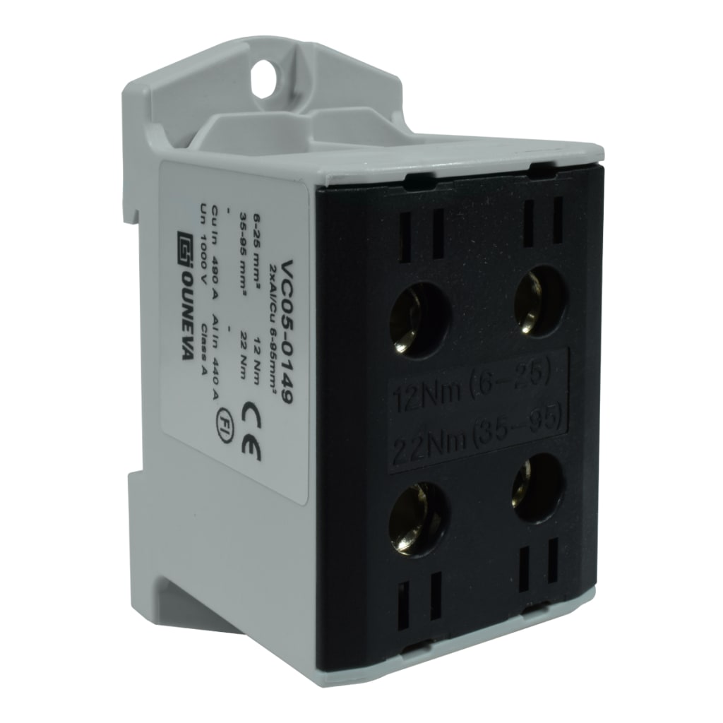 CONECTOR SERIE OTL COBRE / ALUMINIO, AISLADO, 2 CONEXIONES AL/CU 6 A 95MM2 COLOR NEGRO, UN  1000V AC/DC, IN 245A(CU)/220A(AL).