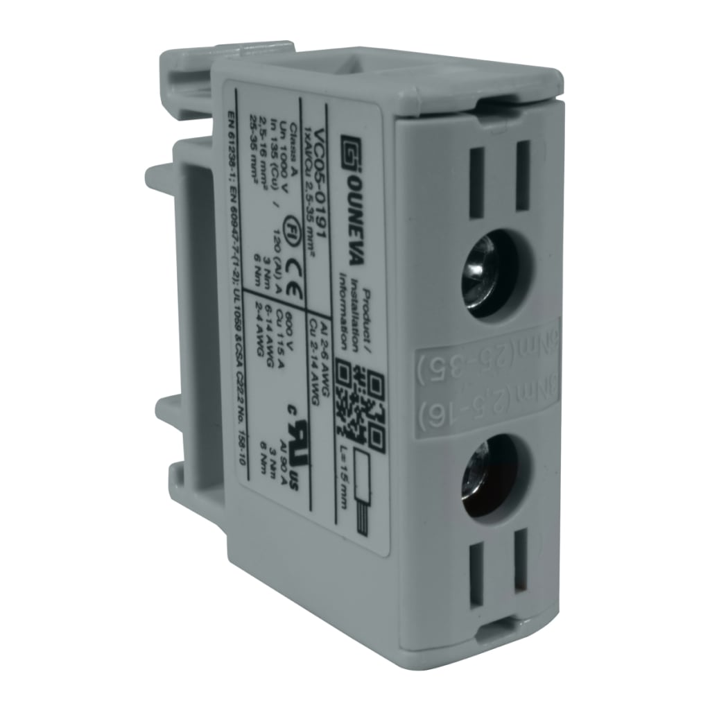 CONECTOR SERIE OTL COBRE / ALUMINIO, AISLADO, 1 CONEXIÓN AL/CU 2,5 A 50MM2 COLOR GRIS, UN  1000V AC/DC, IN 135A(CU)/120A(AL) APROBACION UL