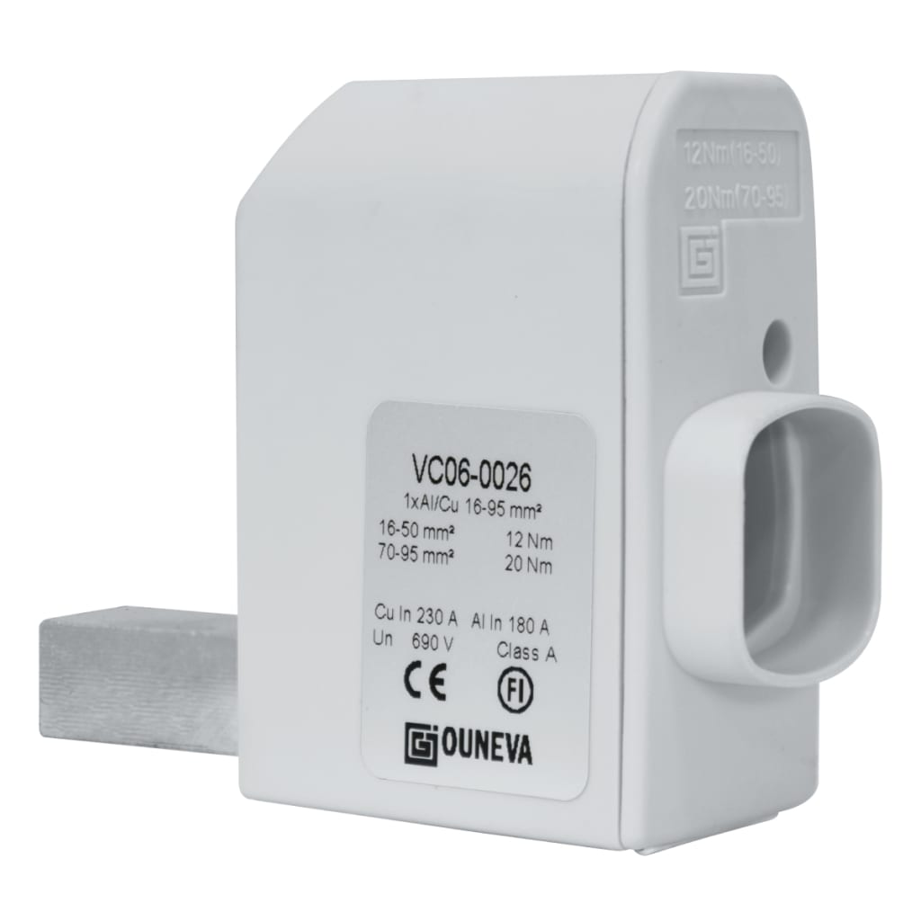 CONECTOR PARA DISPOSITIVO DERECHO CON PUERTO DE MEDIDA 1XAL/CU 16-95MM2 IN 230A(CU)/180A(AL), UN 690V ESTANDAR