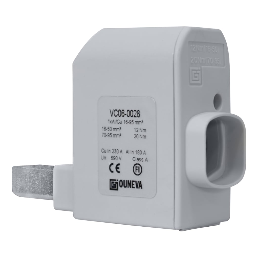 CONECTOR PARA DISPOSITIVO IZQUIERDO  1XAL/CU 16-95MM2 IN 230A(CU)/180A(AL), UN 690V REDONDEADO