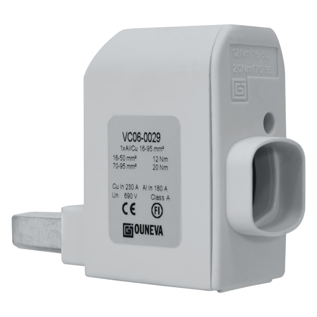 CONECTOR PARA DISPOSITIVO DERECHO  1XAL/CU 16-95MM2 IN 230A(CU)/180A(AL), UN 690V REDONDEADO