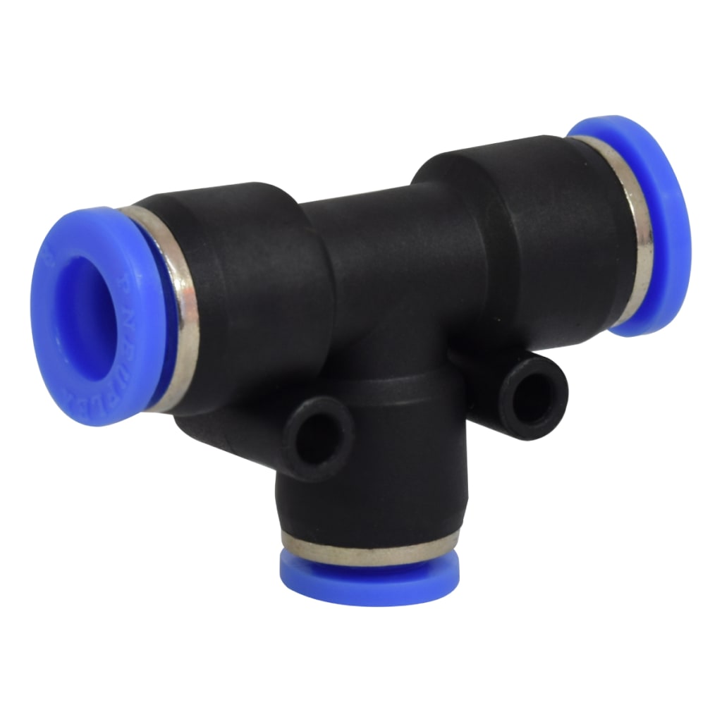 RACOR INST UNION T (1)6mm- (2)8mm PLASTICO X 10 UNID