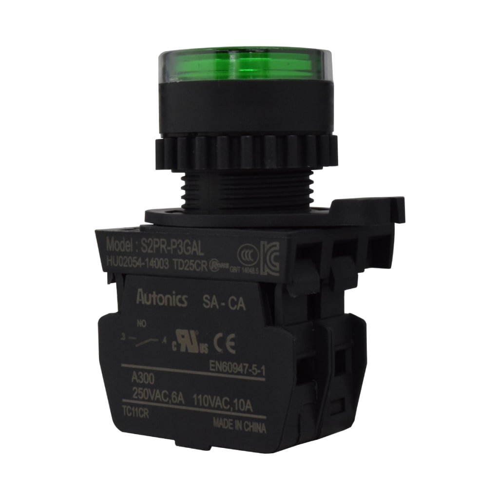 19 PULS PLAST NA + LED VERD 110-220VAC 22mm