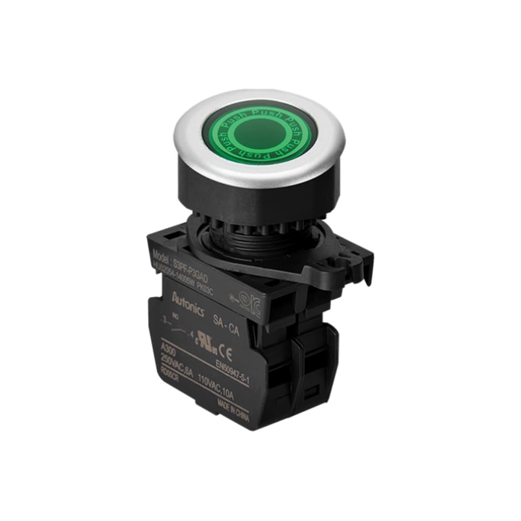 42 PULS PLAST NA+LED VERDE 110/220 VAC 30mm