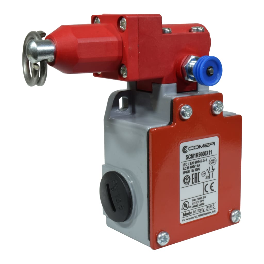 INTERRUPTOR DE SEGURIDAD PARA GUAYA CON RESET, CURVO, IZQUIERDO 1NA+1NC.