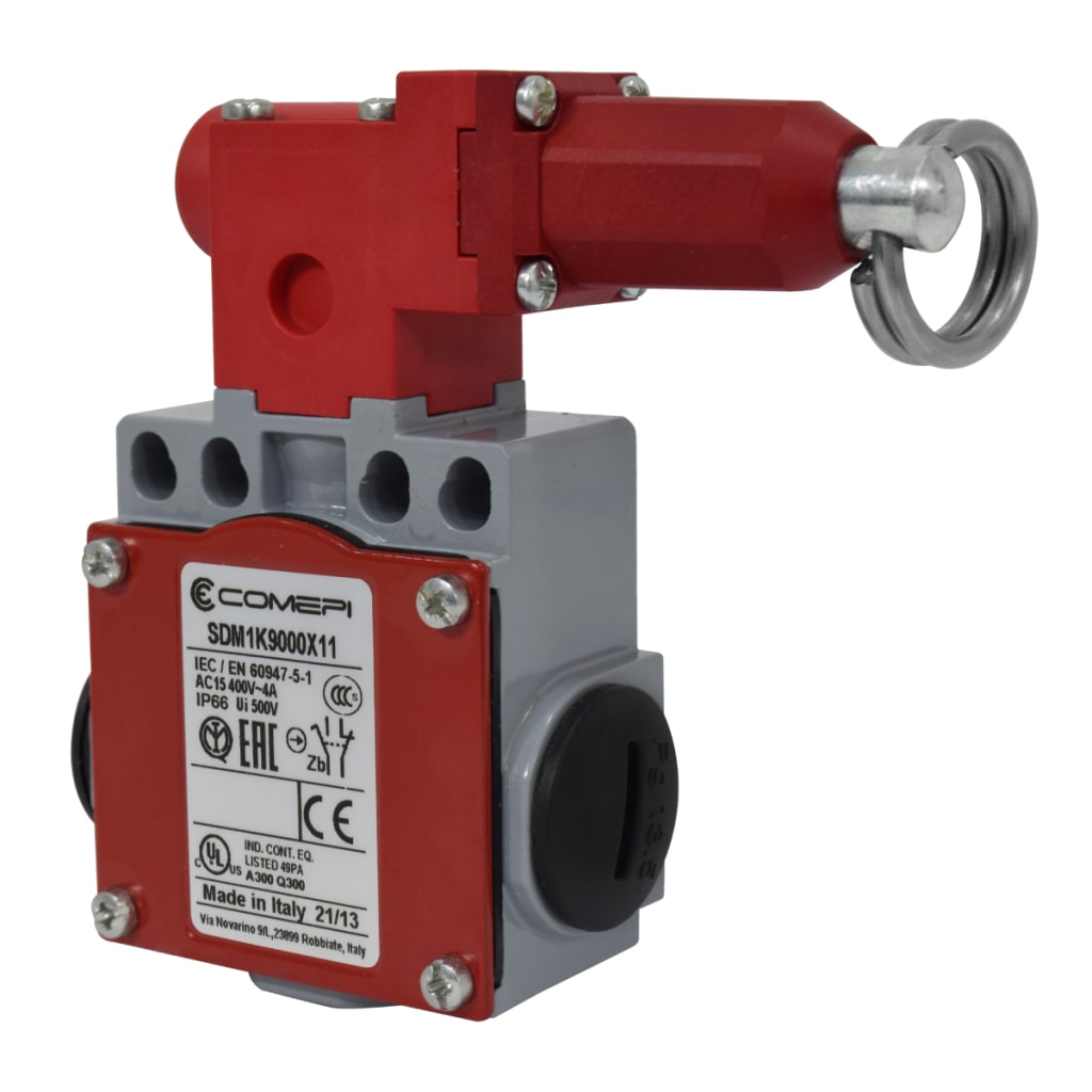 INTERRUPTOR DE SEGURIDAD PARA GUAYA, 60 MM, CURVO, 1 NA + 1 NC.