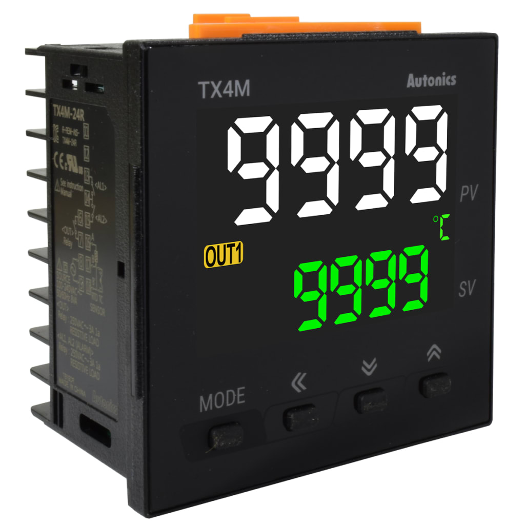 CONTROLADOR DE TEMPERATURA TX4 72X72 SALIDA RELE, 2 EVENTOS, ALIMENTACION 100-240 VAC.