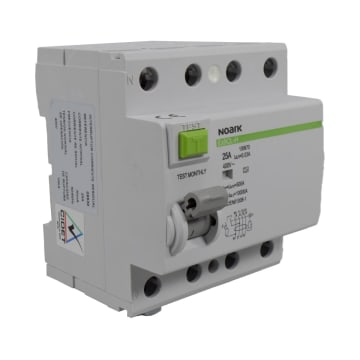 BREAKER DIFERENCIAL 25A, 10KA, CORRIENTE RESIDUAL DE 30MA, 4 POLOS.