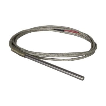 PT-100 BULBO RECTO 100 MM X 6 MM DIAMETRO, SS 316, CABLE 2 MT FIBRA DE VIDRIO ENMALLADO