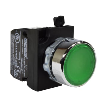 PULSADOR ILUM MET VERDE 1NA PILOTO 12-30VAC/DC