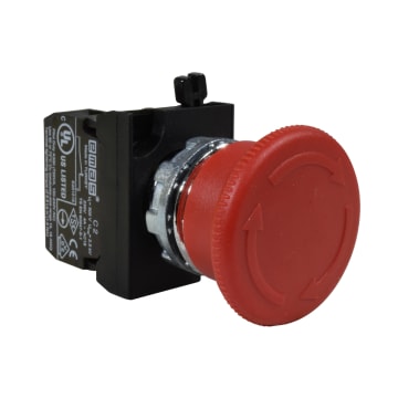 PULSADOR DE EMERGENCIA 22MM METÁLICO, HONGO 40MM, 1NC