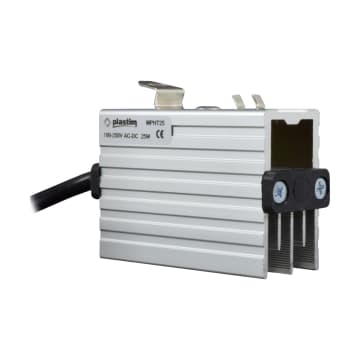 MINI CALEFACTOR TIPO SEMICONDUCTOR EN ALUMINIO 25W, 100-250VAC/DC, 2A, TEMP -45+70 °C, CONEXIÓN CON CABLE