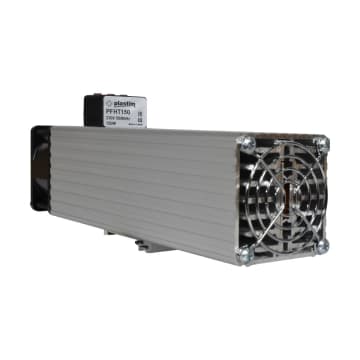 CALEFACTOR TIPO SEMICONDUCTOR EN ALUMINIO 150W CON VENTILADOR, 100-250VAC/DC, 4A, TEMP -45+70 °C, CONEXIÓN POR TERMINAL