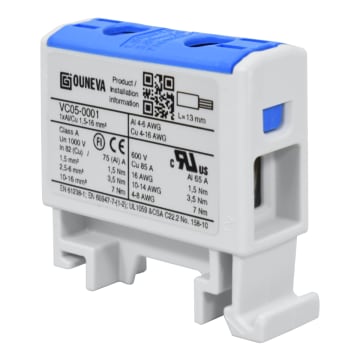 CONECTOR SERIE OTL COBRE / ALUMINIO, AISLADO, 1 CONEXIÓN AL/CU 1,5 A 16MM2 COLOR AZUL, UN  1000V AC/DC, IN 82A(CU)/75A(AL) APROBACION UL