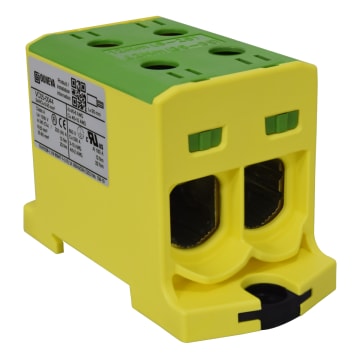 CONECTOR SERIE OTL COBRE / ALUMINIO, AISLADO, 2 CONEXIONES AL/CU 6 A 95MM2 COLOR VERDE/AMARILLO, UN  1000V AC/DC, IN 245A(CU)/220A(AL) APROBACION UL