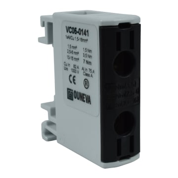 CONECTOR SERIE OTL COBRE / ALUMINIO, AISLADO, 1 CONEXIÓN AL/CU 1,5 A 16MM2 COLOR NEGRO, UN  1000V AC/DC, IN 82A(CU)/75A(AL)
