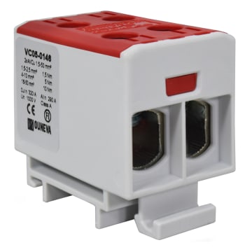 CONECTOR SERIE OTL COBRE / ALUMINIO, AISLADO, 2 CONEXIONES AL/CU 1,5 A 50MM2 COLOR ROJO, UN  1000V AC/DC, IN 320A(CU)/290A(AL) APROBACION UL