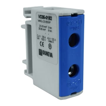 CONECTOR SERIE OTL COBRE / ALUMINIO, AISLADO, 1 CONEXIÓN AL/CU 2,5 A 50MM2 COLOR AZUL, UN  1000V AC/DC, IN 135A(CU)/120A(AL) APROBACION UL