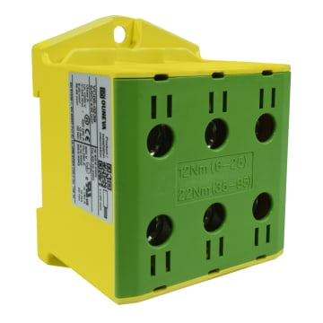 CONECTOR SERIE OTL  COBRE / ALUMINIO, AISLADO, 3 CONEXIONES  AL/CU 6 A 95MM2 COLOR AMARILLO/VERDE, UN  1000V AC/DC, IN 245A(CU)/220A(AL), APROBACION UL.