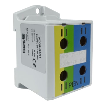 CONECTOR SERIE OTL COBRE / ALUMINIO, AISLADO, 2 CONEXIONES AL/CU 25 A 150 MM2 COLOR AZUL, AMARILLO/VERDE, UN  1000V AC/DC, IN 320A(CU)/2900A(AL) APROBACIÓN CE