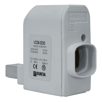 CONECTOR PARA DISPOSITIVO IZQUIERDO CON PUERTO DE MEDIDA 1XAL/CU 16-95MM2 IN 230A(CU)/180A(AL), UN 690V REDONDEADO