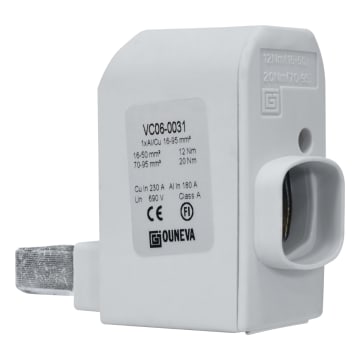 CONECTOR PARA DISPOSITIVO DERECHO CON PUERTO DE MEDIDA  1XAL/CU 16-95MM2 IN 230A(CU)/180A(AL), UN 690V REDONDEADO