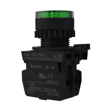 19 PULS PLAST NA + LED VERD 110-220VAC 22mm
