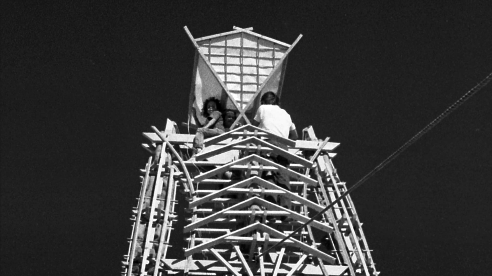 12 meters tall and build to burn. The wooden effigy back in 1990. By Stewart Harvey