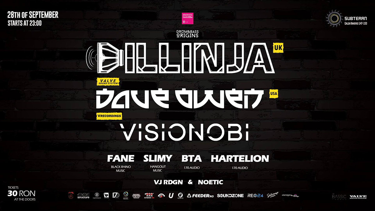 Un line-up cu Dillinja, Visionobi MC, Dave Owen îți garantează că petrecerea Drum&Bass Origins va fi intensă