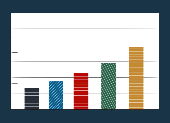 Pattern Graph Bar graph illustrating the use of patterns that distinguish data points instead of relying on colour alone