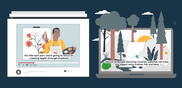 Captions and Alt Text Online video with captions and online image with alternative text.