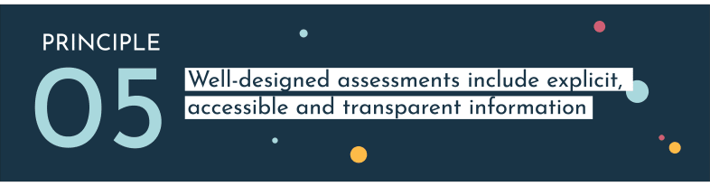 Well-designed assessments include explicit, accessible and transparent information