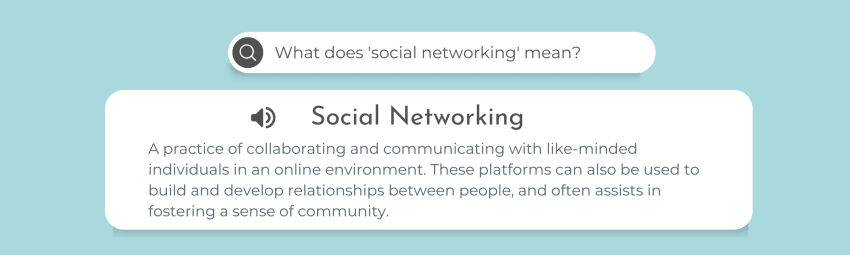 What is social networking? Graphic illustrating the definition of social networking.
