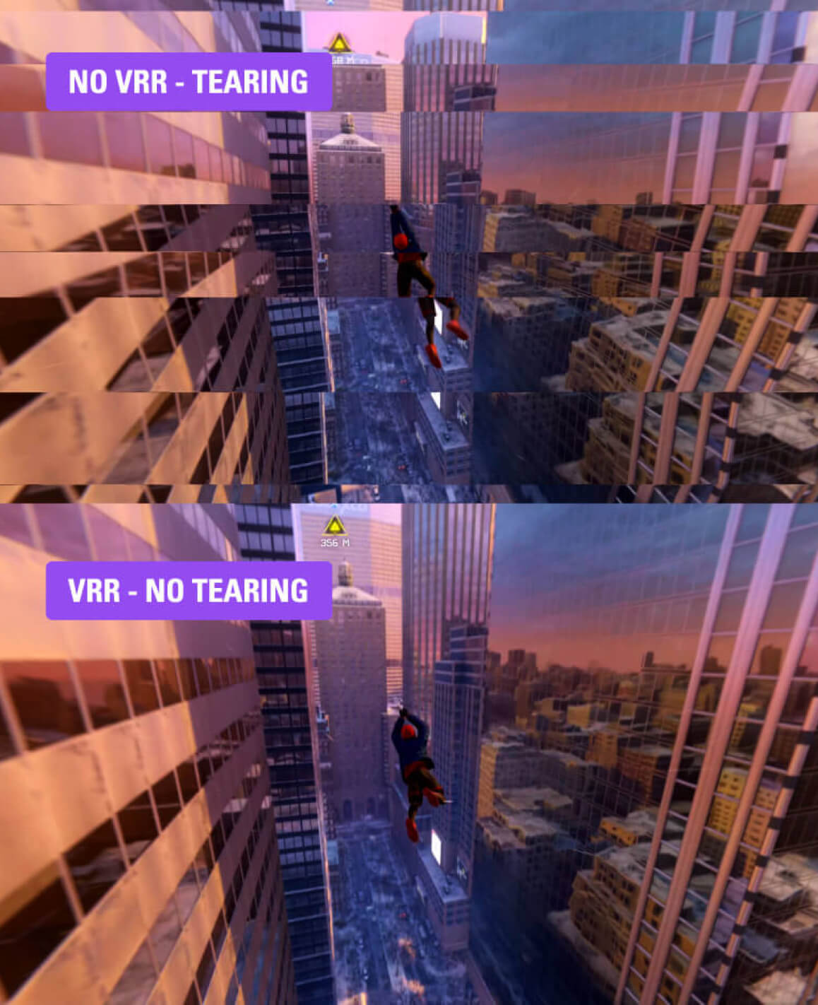 Gameplay comparison with and without VRR