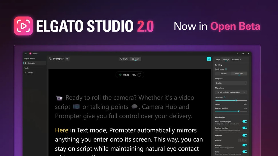 Elgato Studio 2.0 — The Prompter Experience, Rebuilt